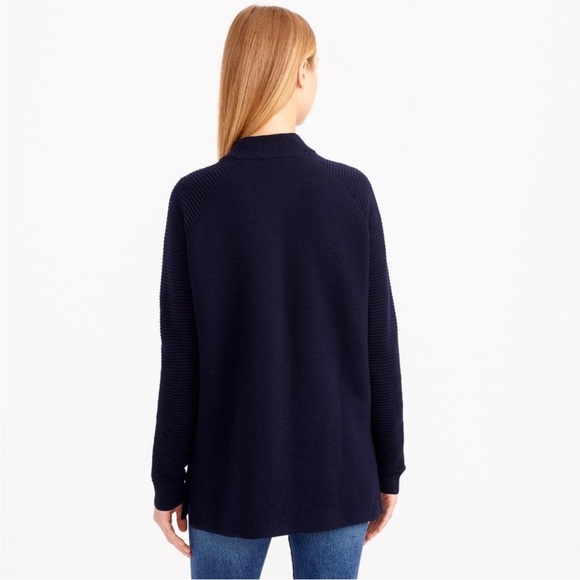 J.Crew Collection Women’s Wool Navy Double-Zip Ribbed Sweater-Jacket - Picture 11 of 12